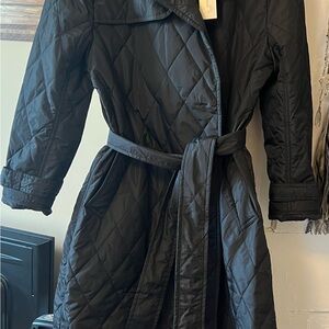 Rebecca Minkoff Black Quilted Nylon Trench Coat